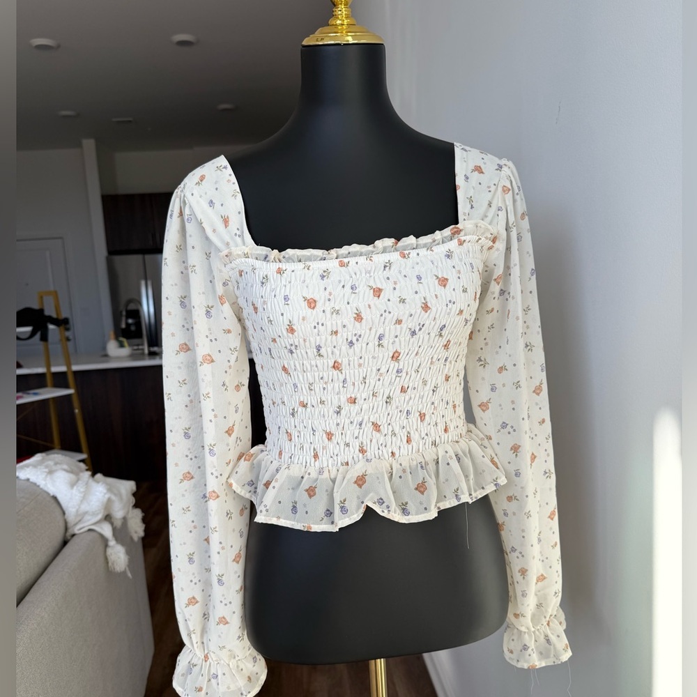 Chance or Fate Cream‎ Floral Smocked Blouse